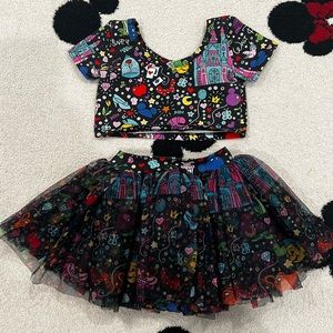 Wild rich kids Disney doodle crop top and tutu 2T